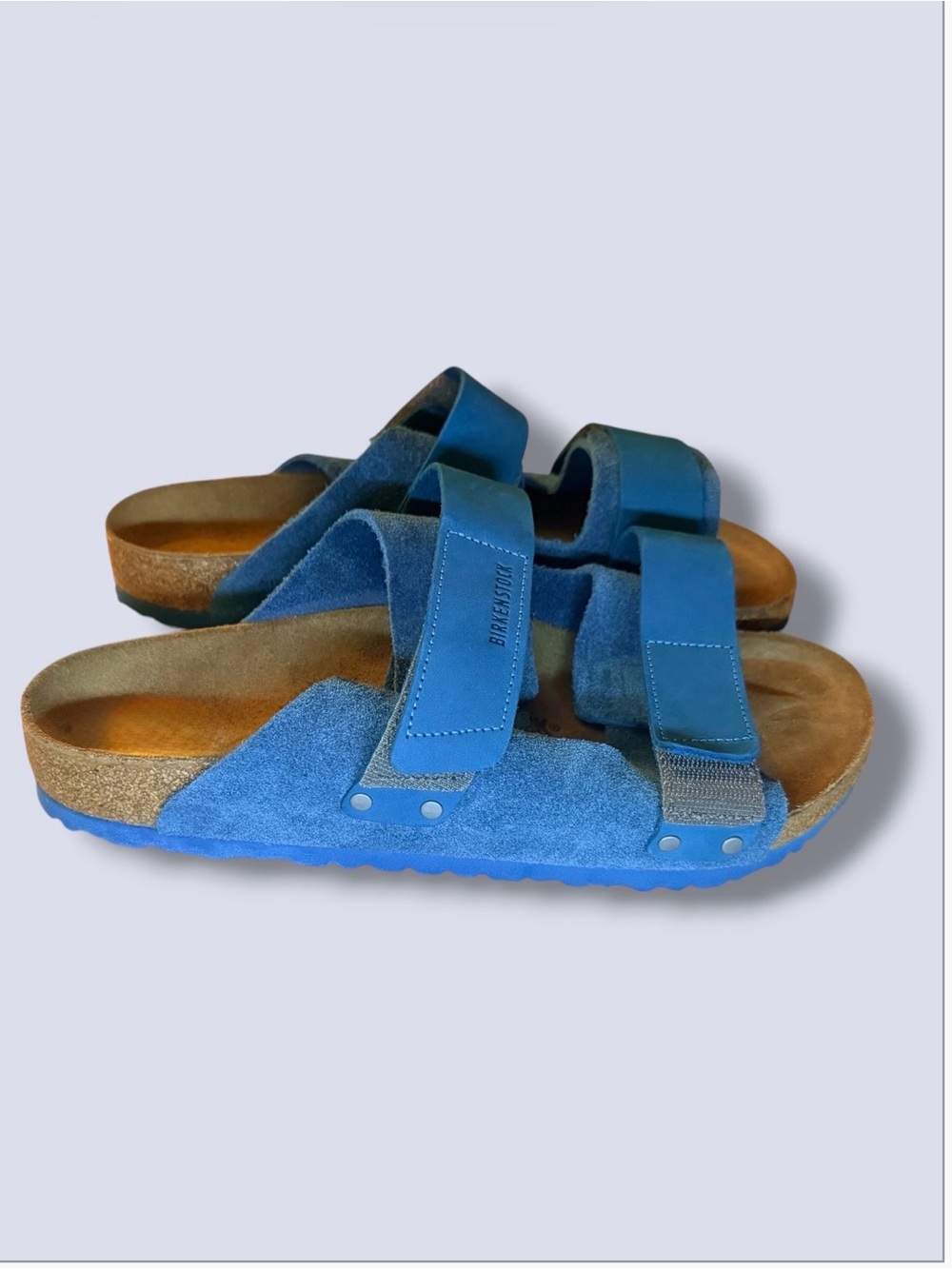 New! Birkenstock Blue Suede Two-Strap Sandals (44) (285) (US11) (No Box)